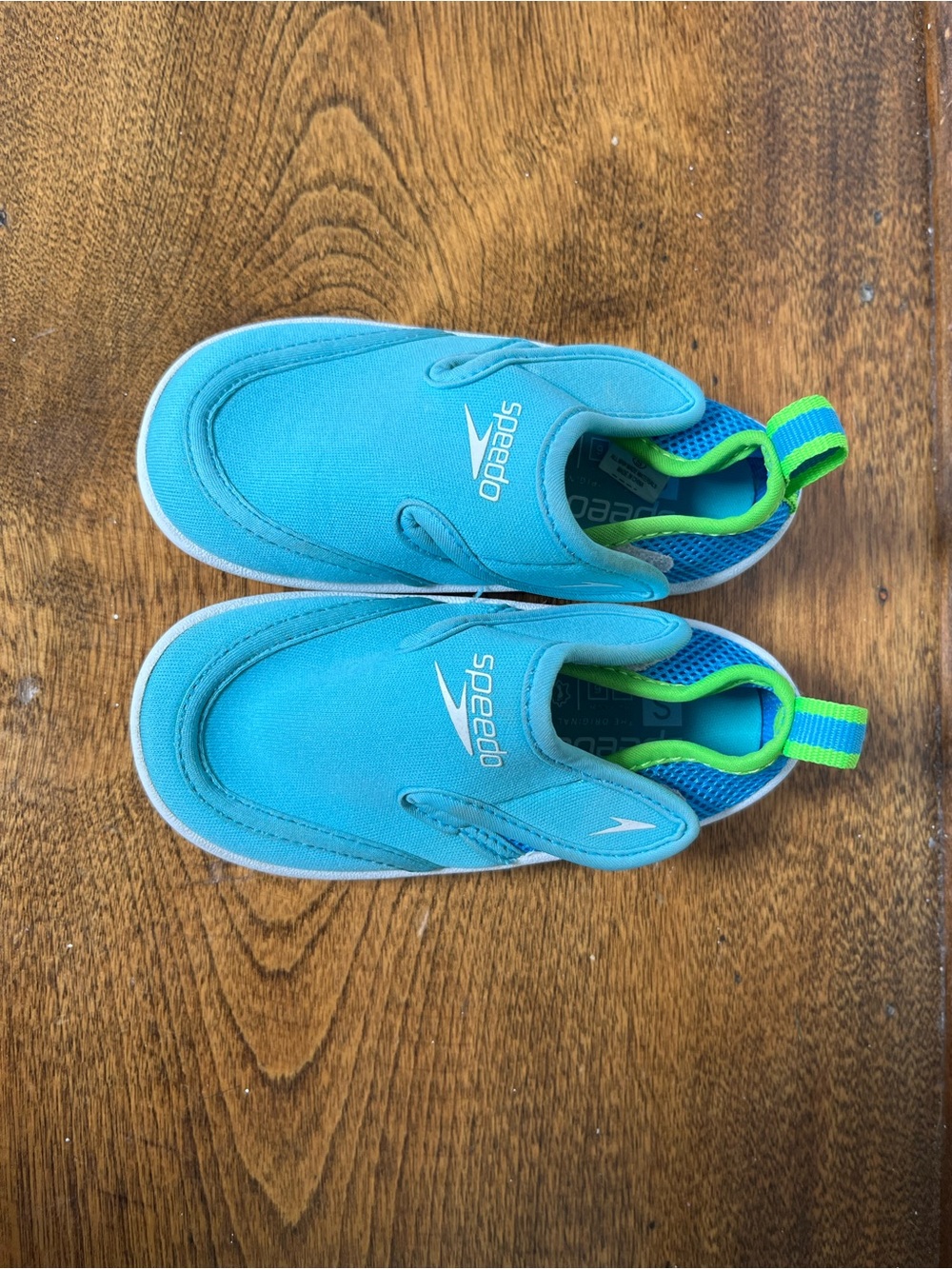 Speedo Kids Slip-On Water Shoes in Teal with Lime Accents